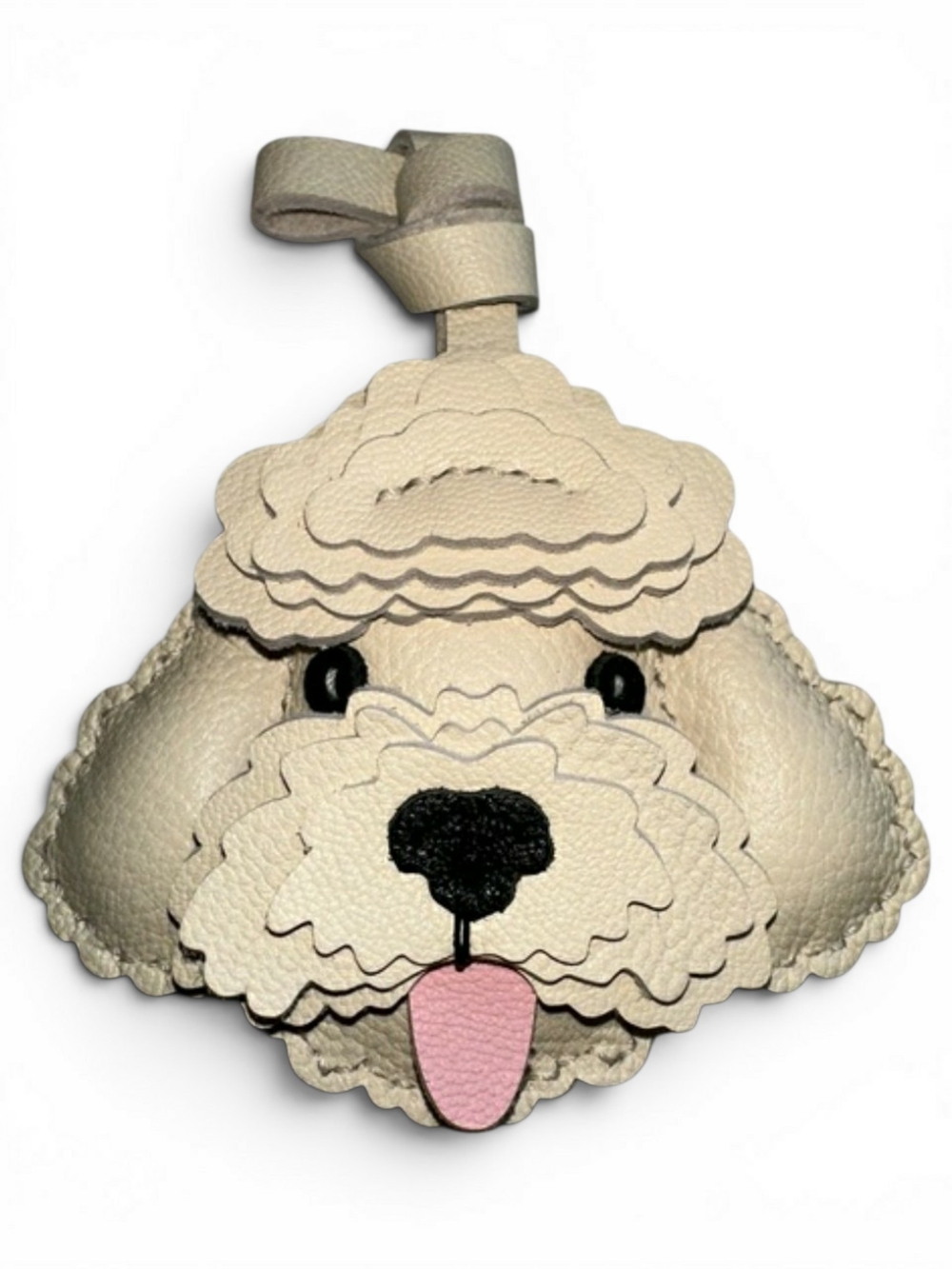Dog Face Poodle Bag / Purse Charm w/ Pink Tongue NEW! - Picture 2 of 2